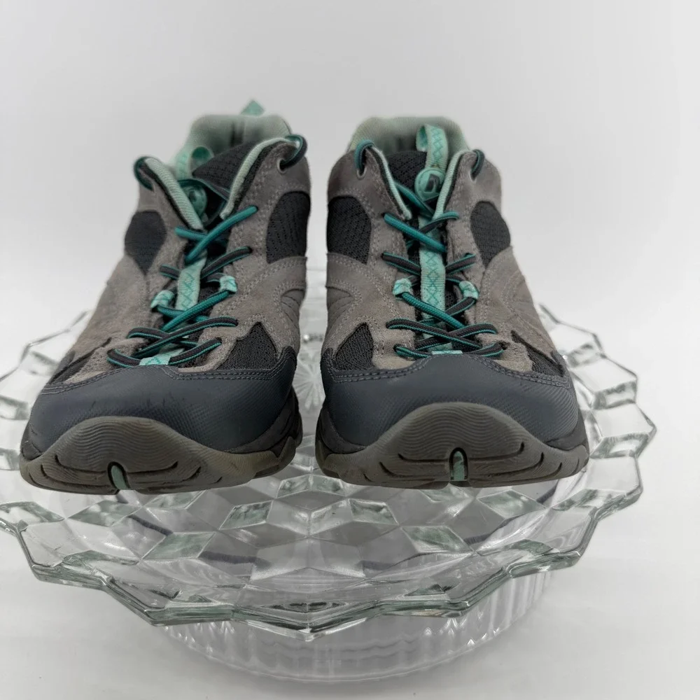 Merrell Turbulence Womens Hiking Shoes Grey Teal Suede Mesh Trail Sneakers 10